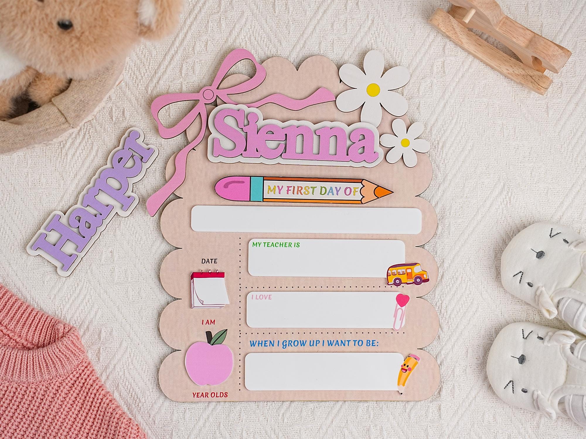 Personalized First Day School Sign, Back to School Sign, Kindergarten 1st Day of School Sign, School Board, First & Last Day of School Sign