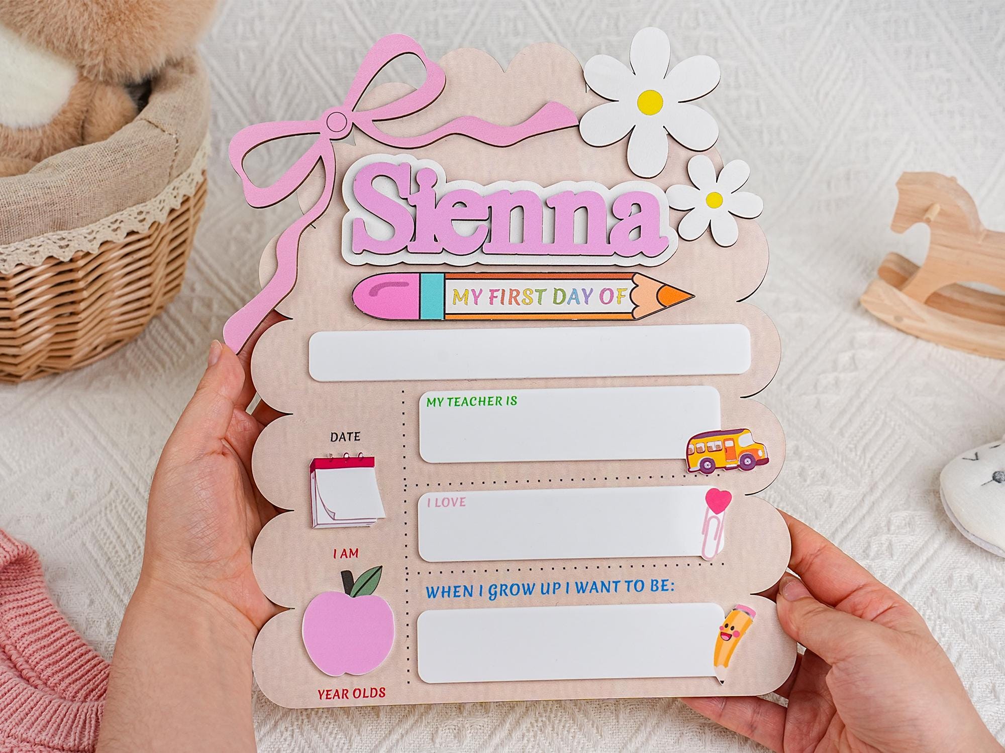 Personalized First Day School Sign, Back to School Sign, Kindergarten 1st Day of School Sign, School Board, First & Last Day of School Sign