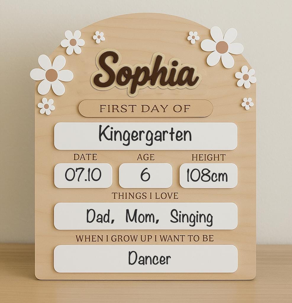 Personalized First Day of School Sign, Back to School Photo Prop, Custom First & Last Day School Dry Erase Board, Preschool Milestone Board