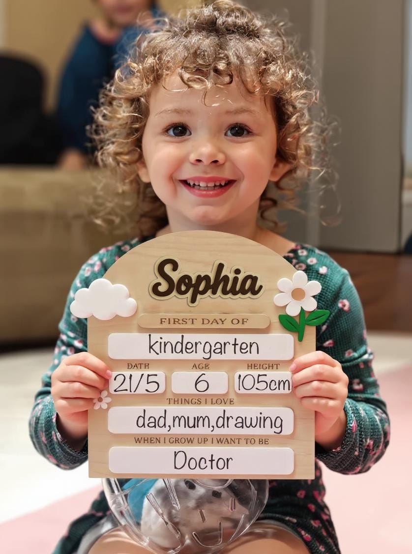 Personalized First Day of School Sign, Back to School Photo Prop, Custom First & Last Day School Dry Erase Board, Preschool Milestone Board