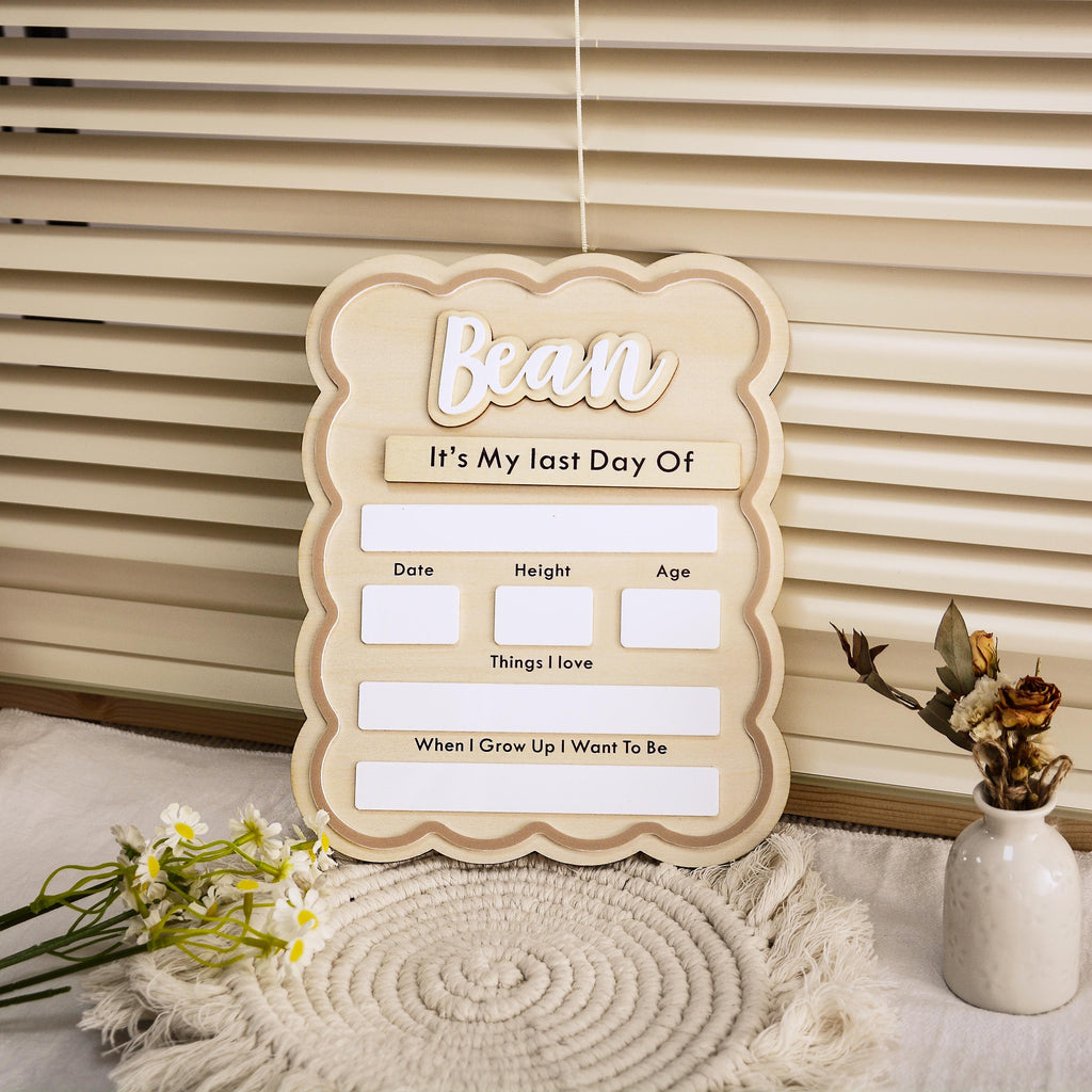 Cute First and Last Day Dry Erase School Sign, Reusable Back to School Sign, 1st Day School Wooden Board, Preschool or Kindergarten