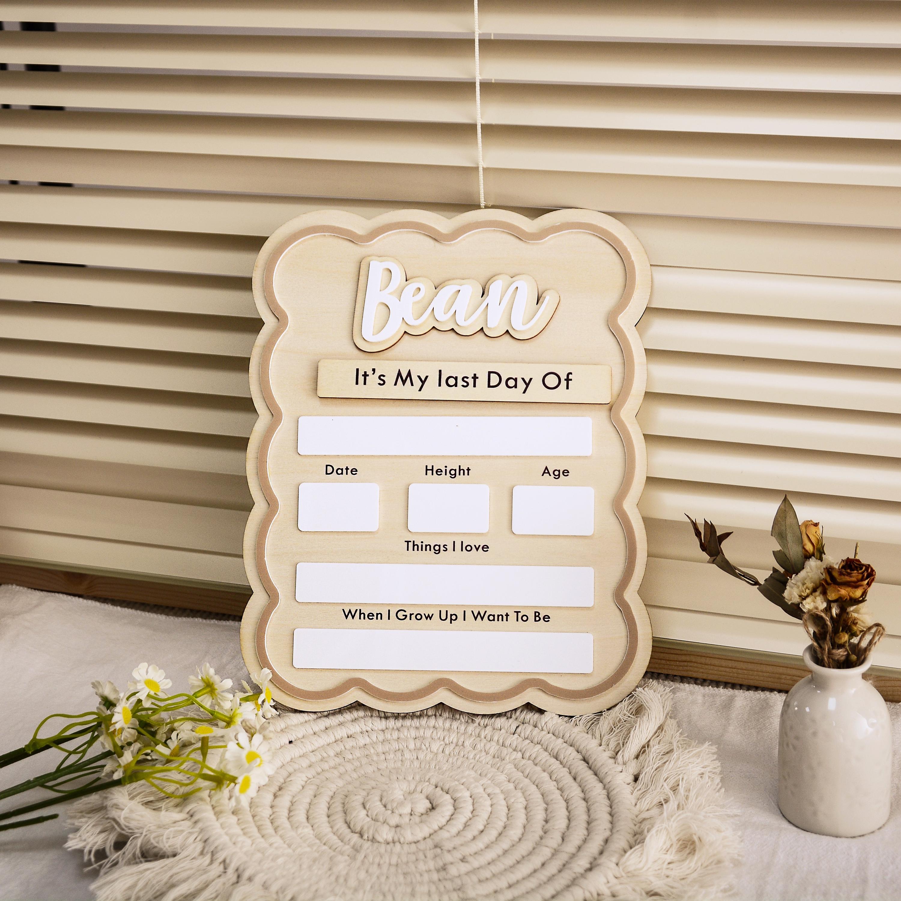 Cute First and Last Day Dry Erase School Sign, Reusable Back to School Sign, 1st Day School Wooden Board, Preschool or Kindergarten