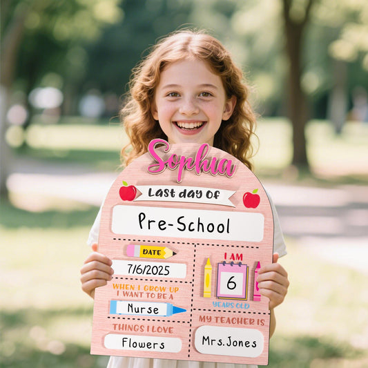 Custom First And Last Day School Sign,Back To School Sign,Kindergarten School Sign,First Day Of School Sign,Wooden School Board,Kids Gift