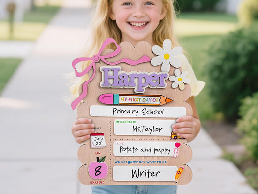 Custom First Day of School Sign, Back to School Sign, Kindergarten 1st Day of School Sign Reusable, Custom First Day School Sign