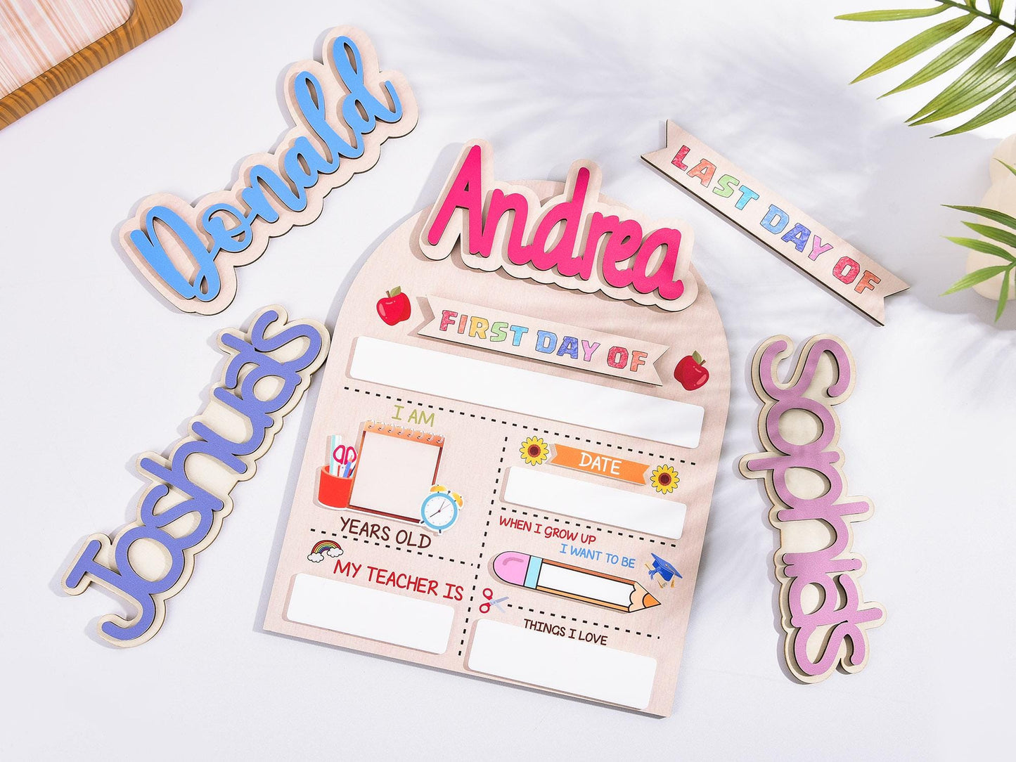 Customized First and Last Day School Sign, Back to School Sign, Kindergarten 1st Day of School Sign, First Day School Wooden School Board
