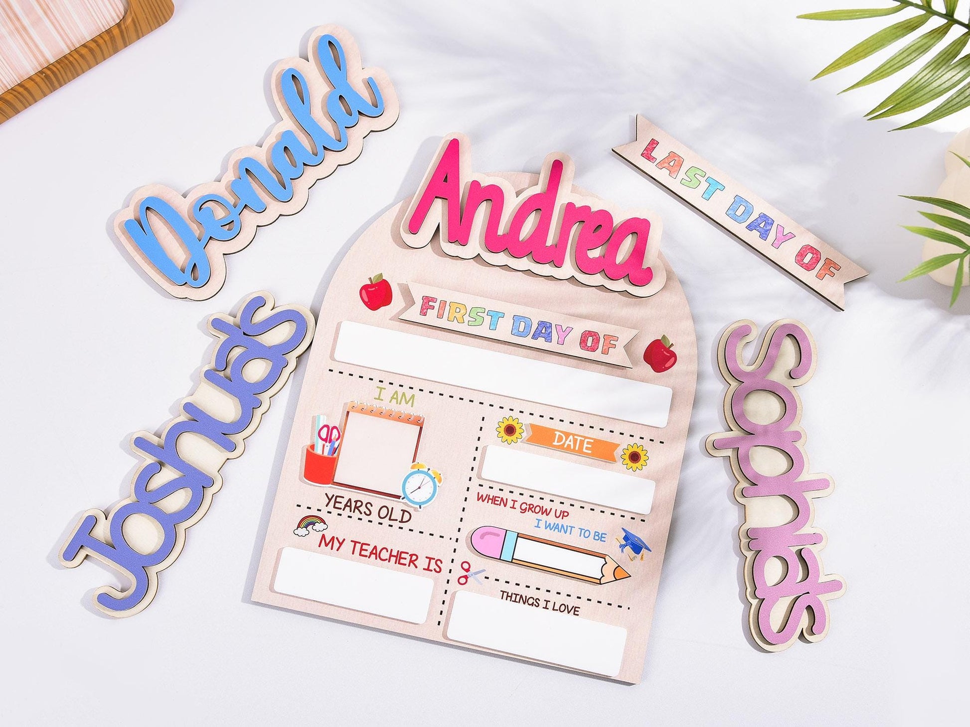 Customized First and Last Day School Sign, Back to School Sign, Kindergarten 1st Day of School Sign, First Day School Wooden School Board