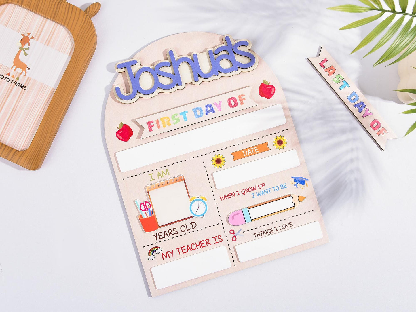Customized First and Last Day School Sign, Back to School Sign, Kindergarten 1st Day of School Sign, First Day School Wooden School Board
