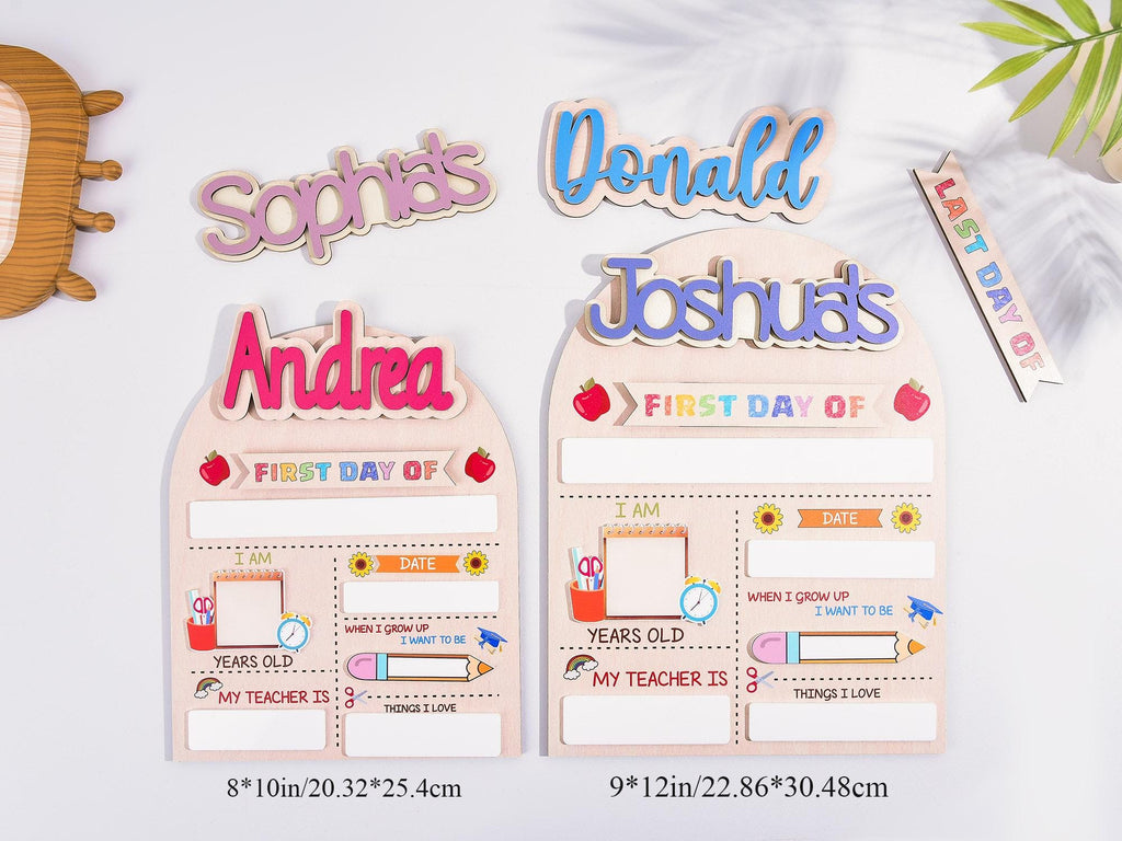 Customized First and Last Day School Sign, Back to School Sign, Kindergarten 1st Day of School Sign, First Day School Wooden School Board