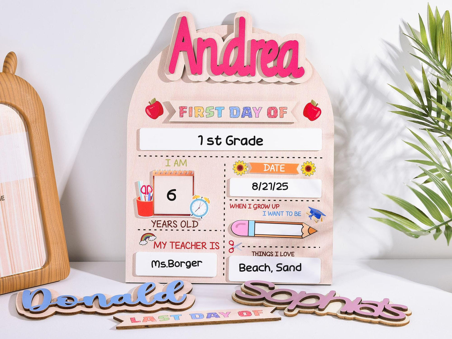 Customized First and Last Day School Sign, Back to School Sign, Kindergarten 1st Day of School Sign, First Day School Wooden School Board