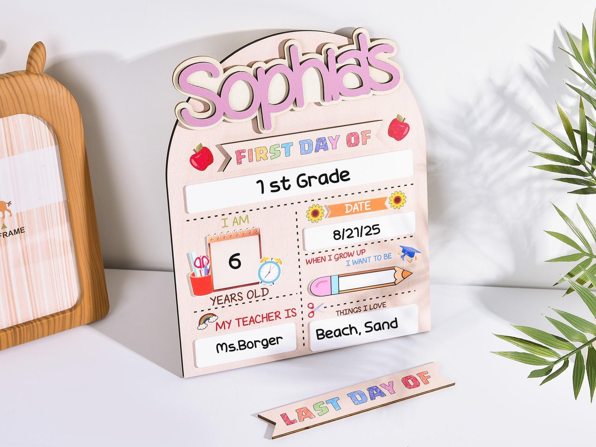 Customized First and Last Day School Sign, Back to School Sign, Kindergarten 1st Day of School Sign, First Day School Wooden School Board