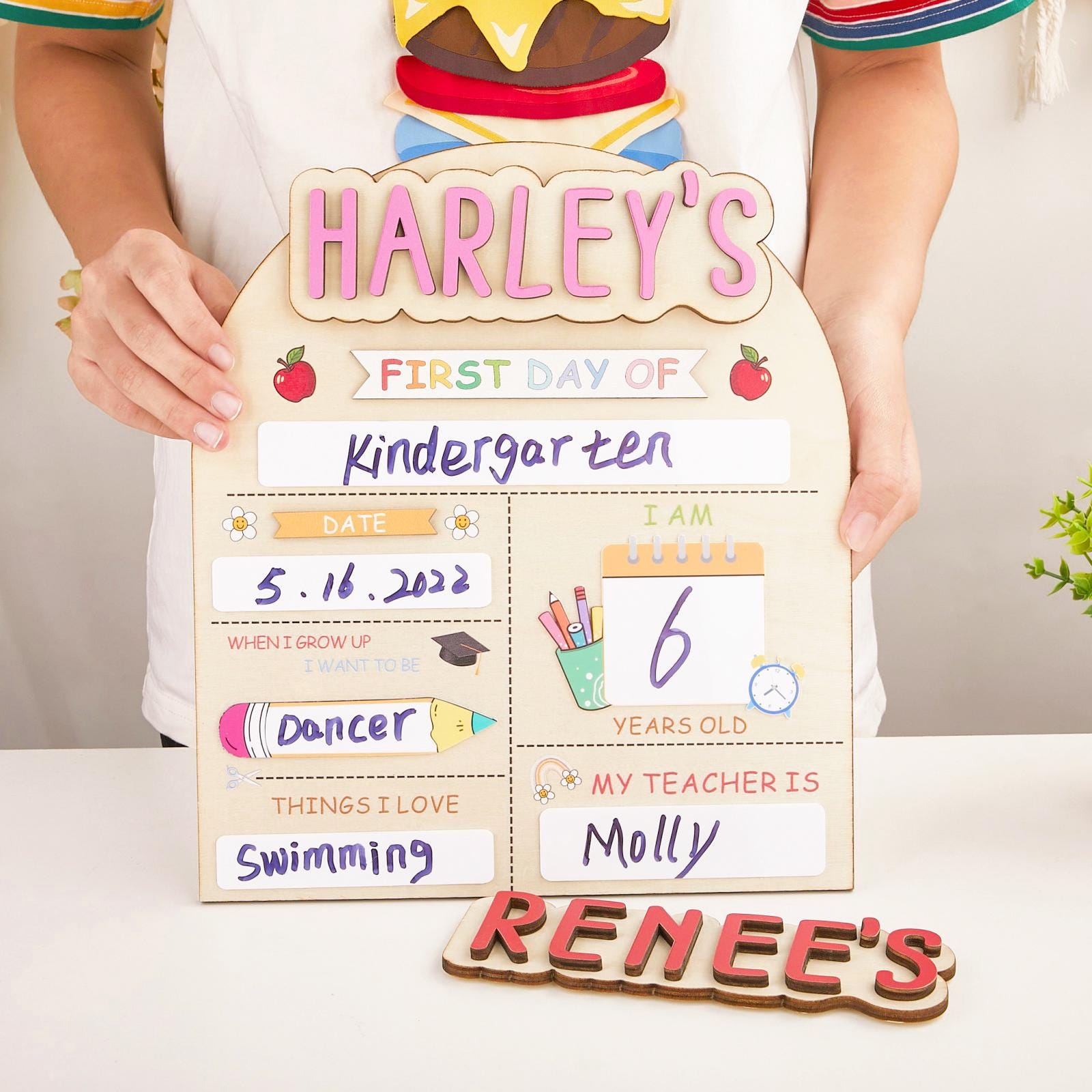 Personalized First Day School Sign, Custom First And Last Day Of School Sign, Reusable Back to School Sign For Photos, Photo Prop