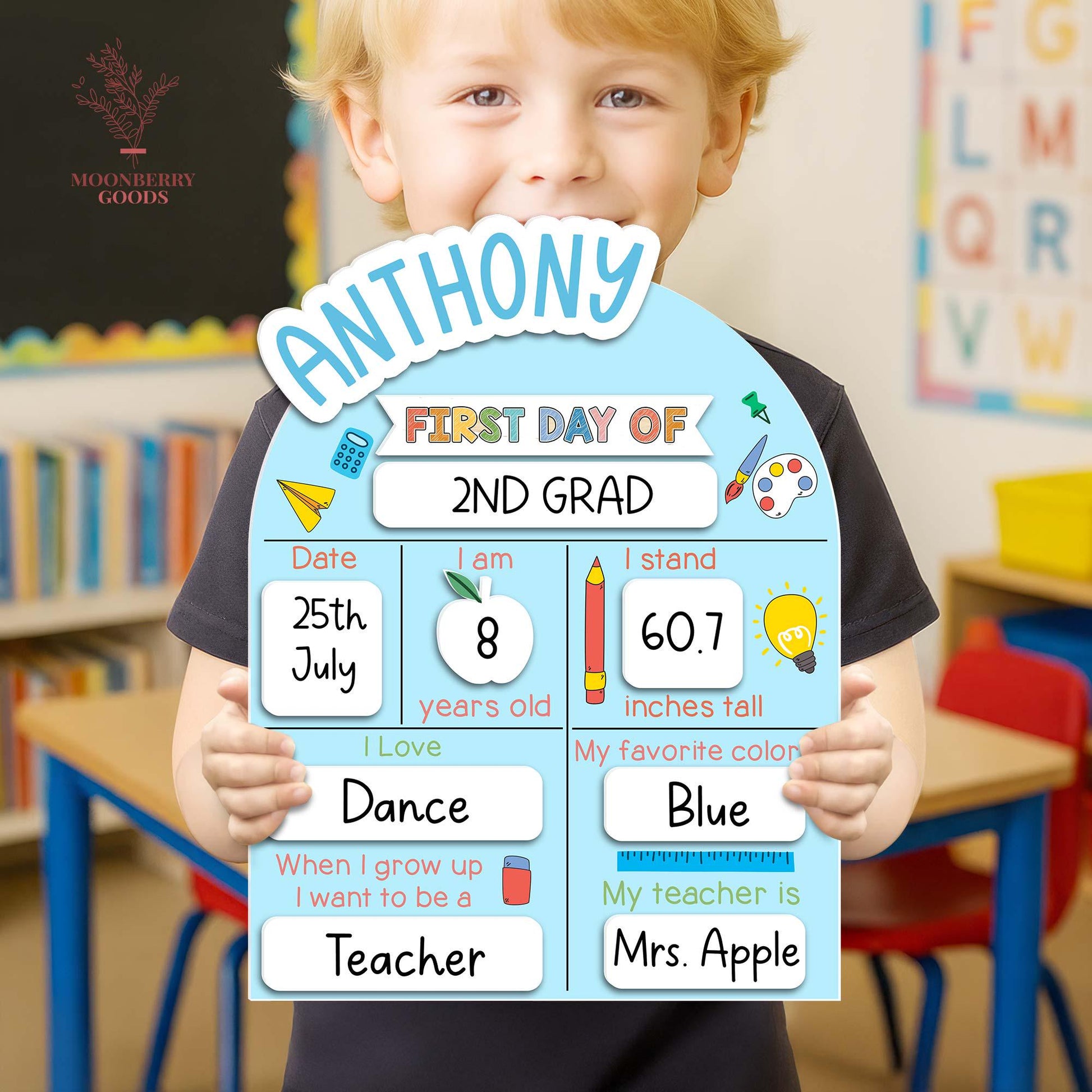 Custom First Day of School Sign, Back to School Sign, Kindergarten 1st Day of School Sign, First Day Wooden School Board, School Photo Prop