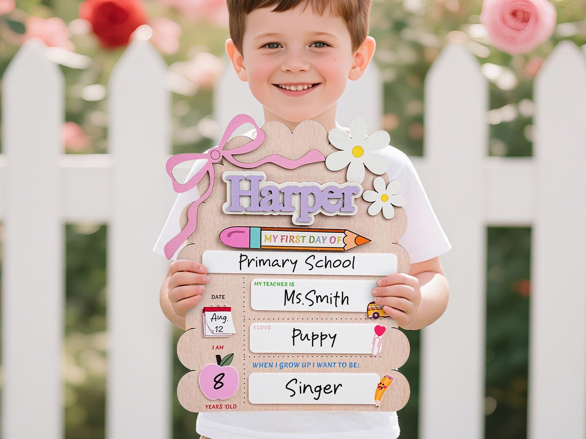 Custom First Day of School Sign, Back to School Sign, Kindergarten 1st Day of School Sign Reusable, Custom First Day School Sign