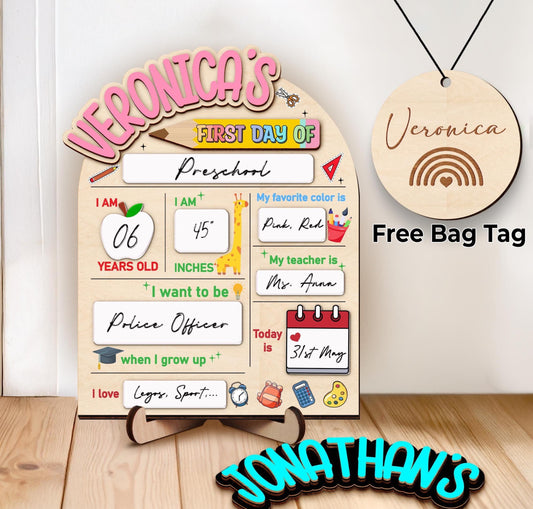Custom First And Last Day School Sign,Back to School Board,Interchangable,First Day of School,Dry Erase,Reusable,Preschool Prop,Kid Gift