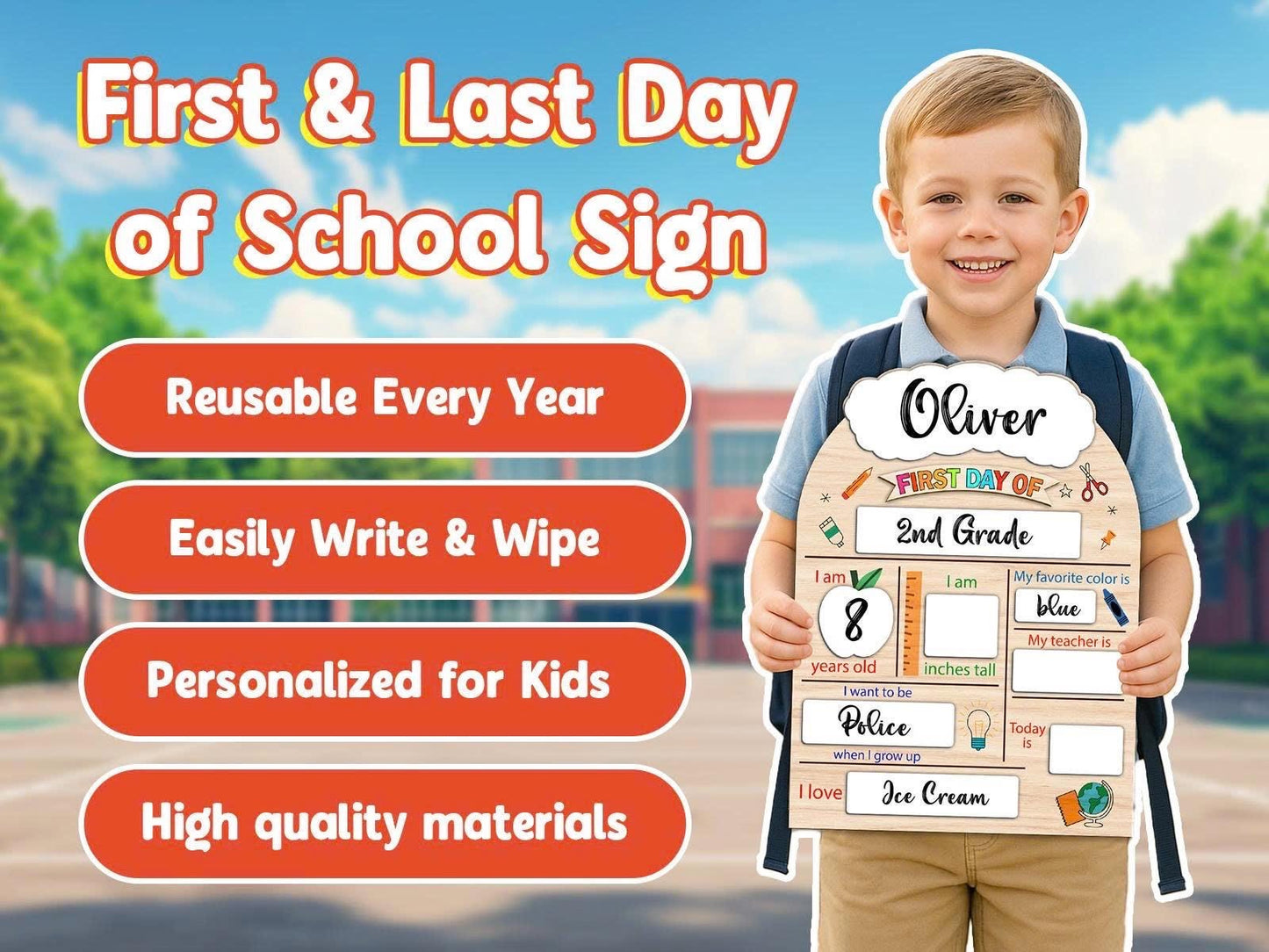 First And Last Day School Sign, Back to School Sign for Kids, Wooden School Board, Wooden First Day/Last Day Sign, School Sign for Kid, Kind
