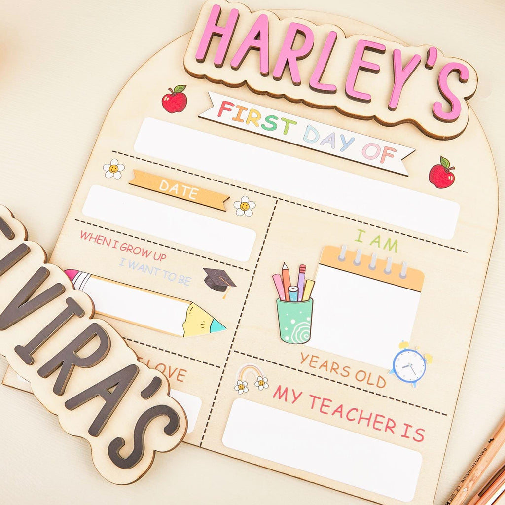Custom First And Last Day Of School Sign, Reusable Back to School Sign For Photos, Reusable Dry Erase Board Personalized School Sign for Kid