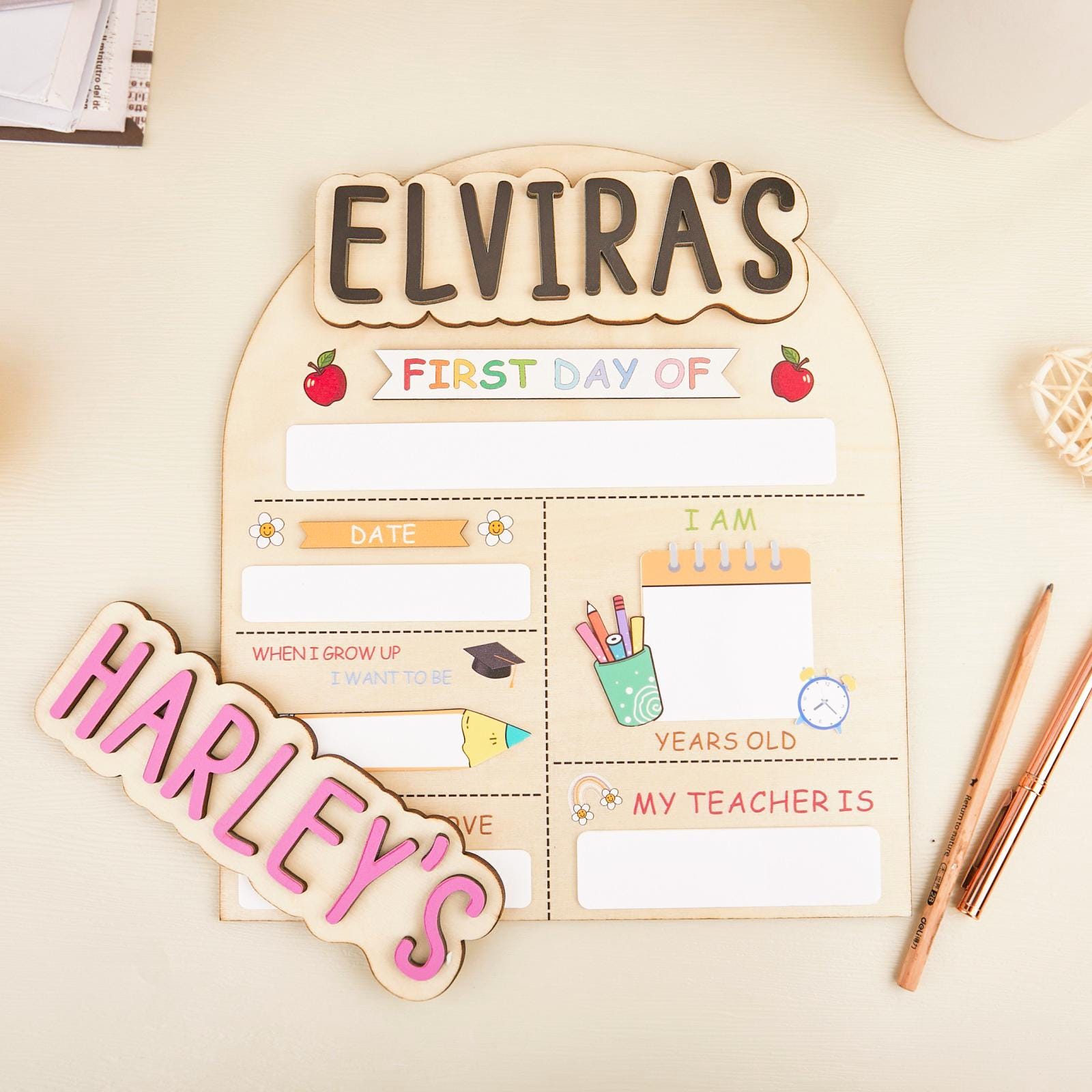 Personalized First Day School Sign, Custom First And Last Day Of School Sign, Reusable Back to School Sign For Photos, Photo Prop