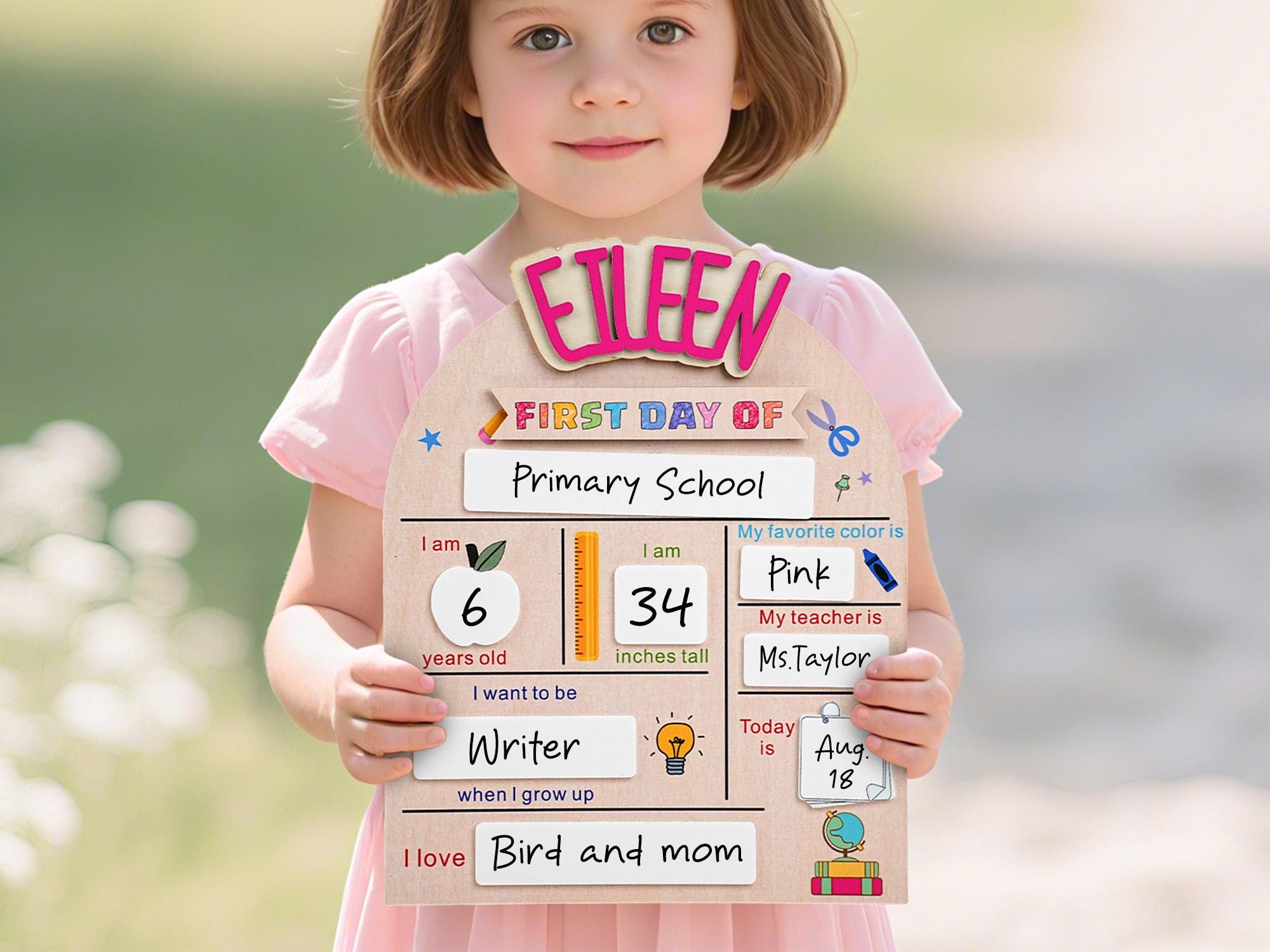 Custom First Day of School Sign, Back to School Sign, Kindergarten 1st Day of School Sign, School Board, First & Last Day of School Sign
